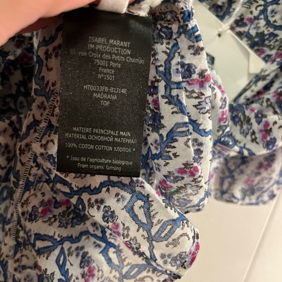 NWT ISABEL MARANT Etoile Madrana Print Flutter Sleeve Blouse Top - Blue White 4 - Picture 6 of 7